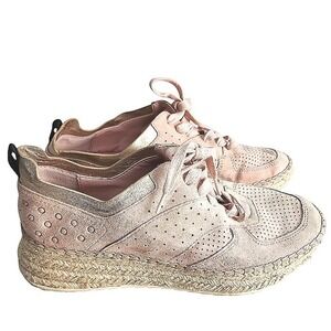 Marc Fisher Ltd MLJulio Sneaker 7.5 Dusty Pink Espadrilles Suede Leather Designr